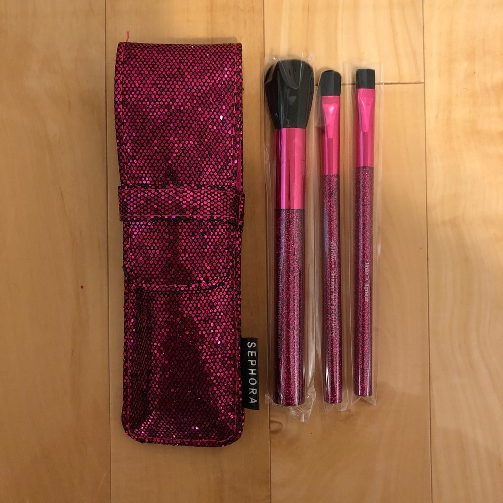 SEPHORA Glitter Hot Pink Travel Brush Set